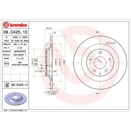 BREMBO Bremsscheibe PRIME LINE - UV Coated