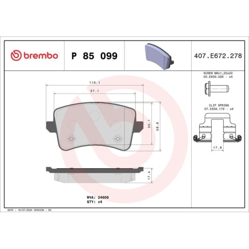 BREMBO Bremsbelagsatz, Scheibenbremse PRIME LINE