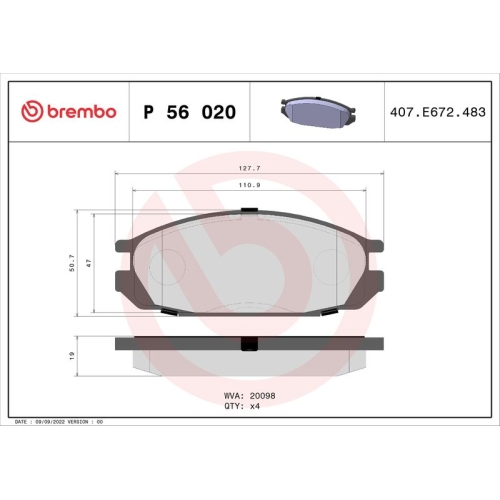 BREMBO Bremsbelagsatz, Scheibenbremse PRIME LINE