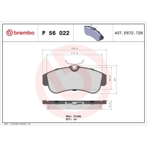 BREMBO Bremsbelagsatz, Scheibenbremse PRIME LINE