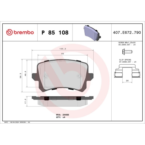 BREMBO Bremsbelagsatz, Scheibenbremse PRIME LINE