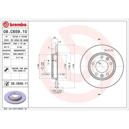 BREMBO Bremsscheibe PRIME LINE - UV Coated