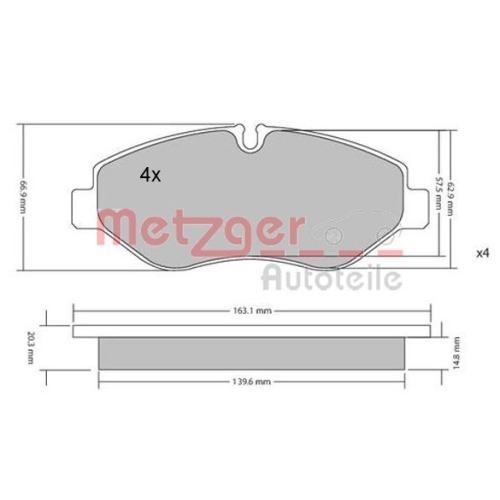 METZGER Bremsbelagsatz, Scheibenbremse GREENPARTS