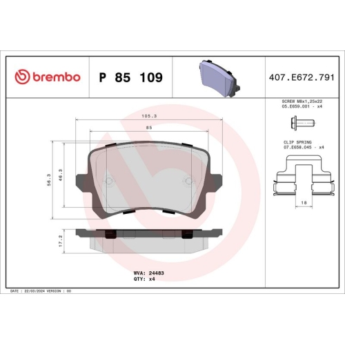 BREMBO Bremsbelagsatz, Scheibenbremse PRIME LINE