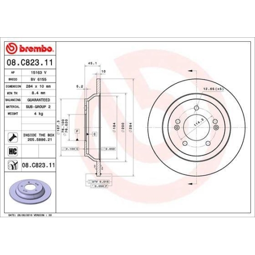 BREMBO Bremsscheibe PRIME LINE - UV Coated