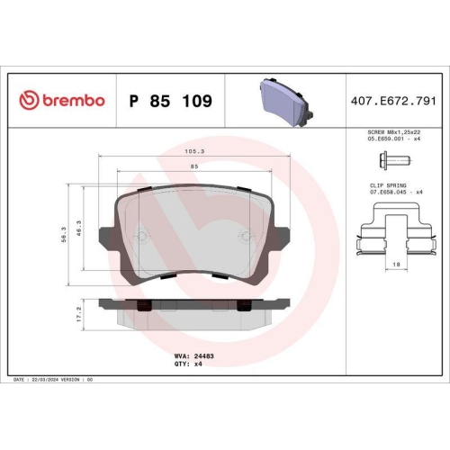 BREMBO Bremsbelagsatz, Scheibenbremse XTRA LINE