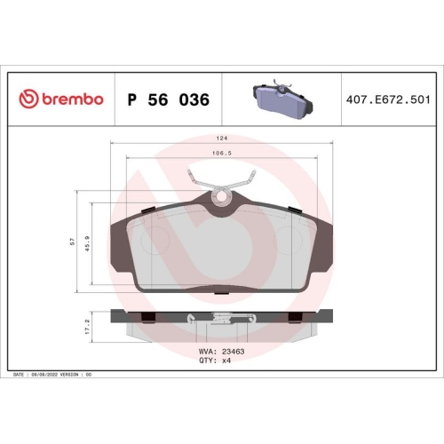 BREMBO Bremsbelagsatz, Scheibenbremse PRIME LINE