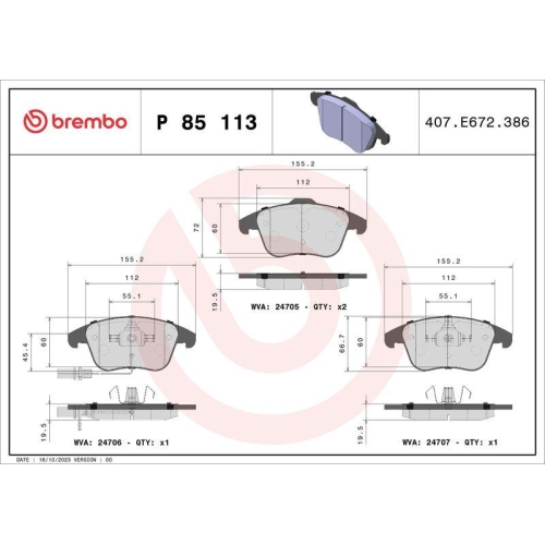 BREMBO Bremsbelagsatz, Scheibenbremse PRIME LINE