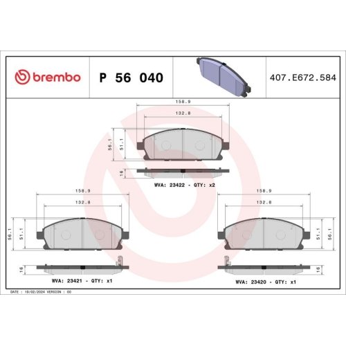 BREMBO Bremsbelagsatz, Scheibenbremse PRIME LINE