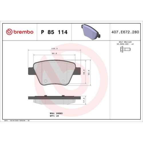 BREMBO Bremsbelagsatz, Scheibenbremse PRIME LINE