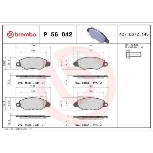 BREMBO Bremsbelagsatz, Scheibenbremse PRIME LINE