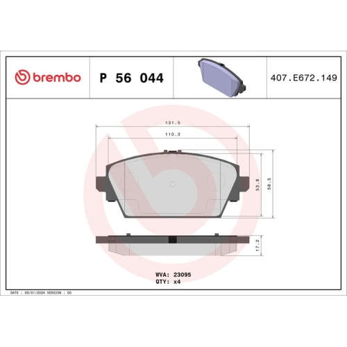 BREMBO Bremsbelagsatz, Scheibenbremse PRIME LINE