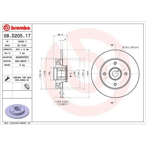 BREMBO Bremsscheibe PRIME LINE - With Bearing Kit