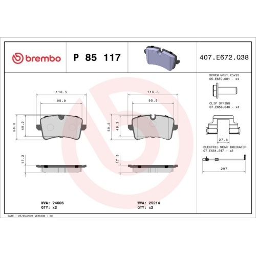 BREMBO Bremsbelagsatz, Scheibenbremse PRIME LINE