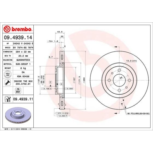 BREMBO Bremsscheibe PRIME LINE - UV Coated