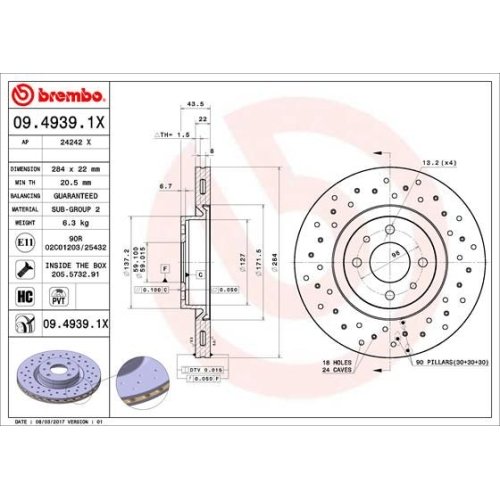 BREMBO Bremsscheibe XTRA LINE - Xtra