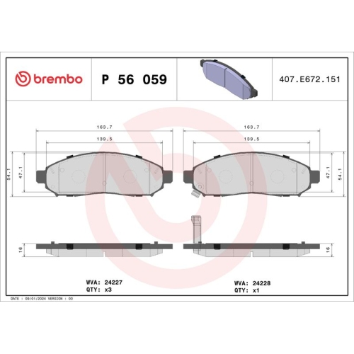 BREMBO Bremsbelagsatz, Scheibenbremse PRIME LINE