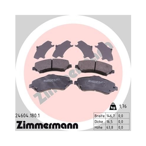 ZIMMERMANN Bremsbelagsatz, Scheibenbremse