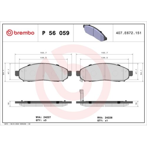 BREMBO Bremsbelagsatz, Scheibenbremse PRIME LINE