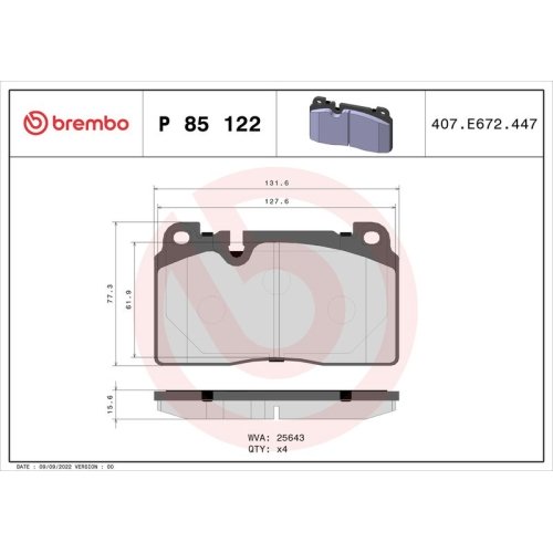 BREMBO Bremsbelagsatz, Scheibenbremse PRIME LINE