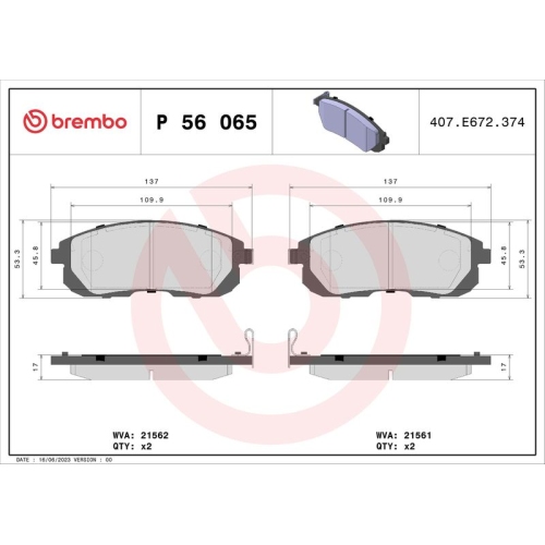 BREMBO Bremsbelagsatz, Scheibenbremse PRIME LINE