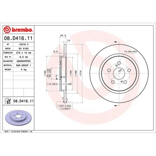 BREMBO Bremsscheibe PRIME LINE - UV Coated