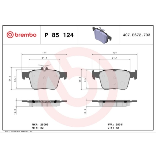 BREMBO Bremsbelagsatz, Scheibenbremse PRIME LINE