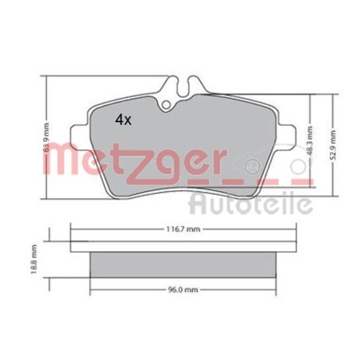 METZGER Bremsbelagsatz, Scheibenbremse