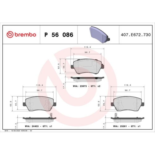 BREMBO Bremsbelagsatz, Scheibenbremse PRIME LINE