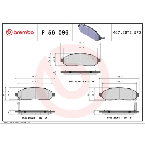 BREMBO Bremsbelagsatz, Scheibenbremse PRIME LINE