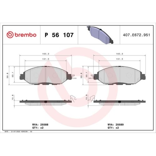 BREMBO Bremsbelagsatz, Scheibenbremse PRIME LINE