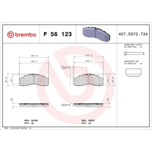 BREMBO Bremsbelagsatz, Scheibenbremse PRIME LINE