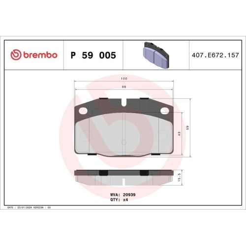 BREMBO Bremsbelagsatz, Scheibenbremse PRIME LINE