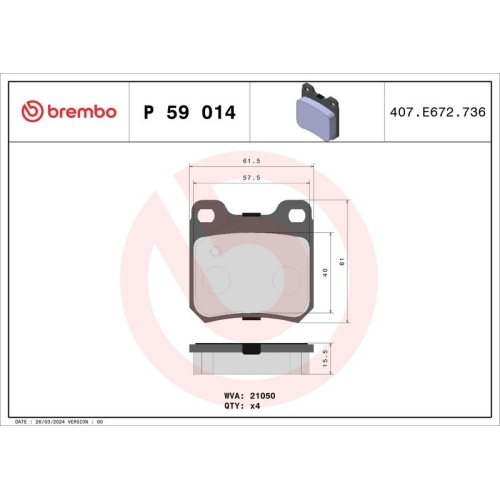 BREMBO Bremsbelagsatz, Scheibenbremse PRIME LINE