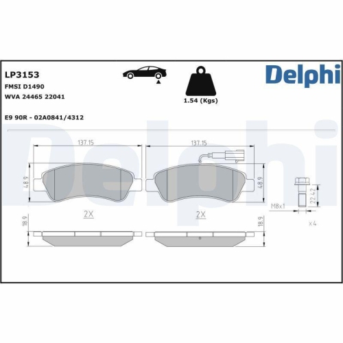 DELPHI Bremsbelagsatz, Scheibenbremse