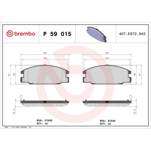 BREMBO Bremsbelagsatz, Scheibenbremse PRIME LINE