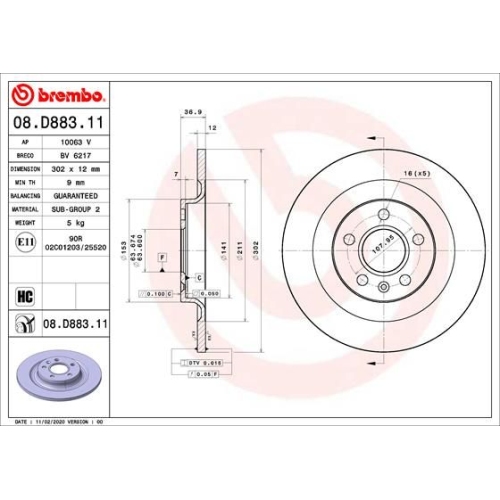 BREMBO Bremsscheibe PRIME LINE - UV Coated