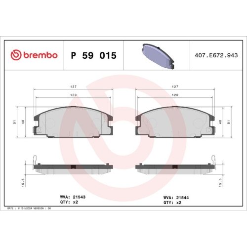 BREMBO Bremsbelagsatz, Scheibenbremse PRIME LINE