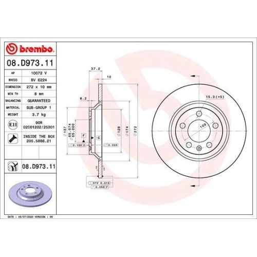 BREMBO Bremsscheibe PRIME LINE - UV Coated