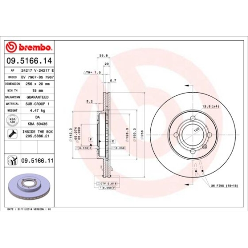 BREMBO Bremsscheibe PRIME LINE - UV Coated