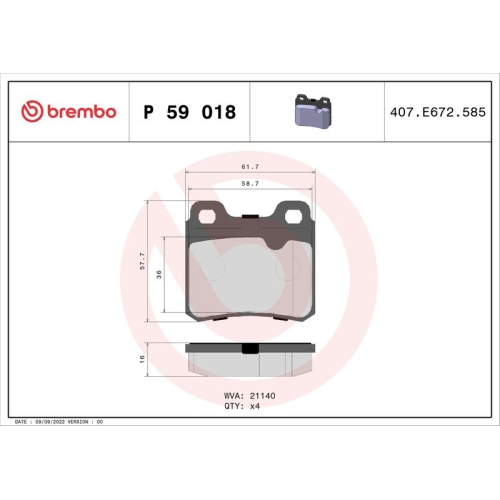 BREMBO Bremsbelagsatz, Scheibenbremse PRIME LINE