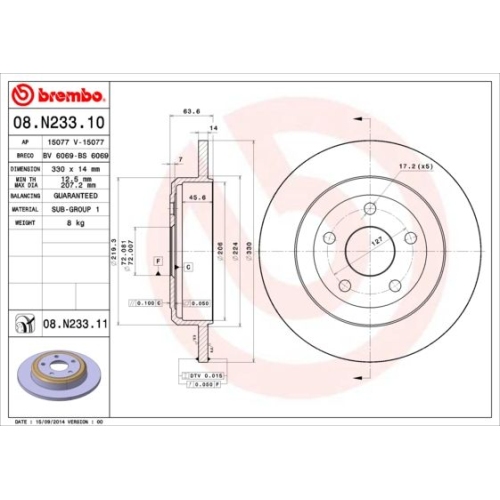 BREMBO Bremsscheibe PRIME LINE - UV Coated