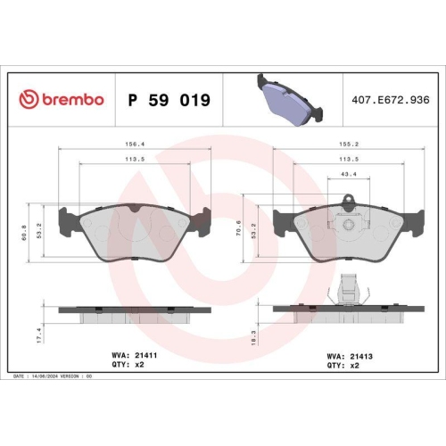 BREMBO Bremsbelagsatz, Scheibenbremse PRIME LINE