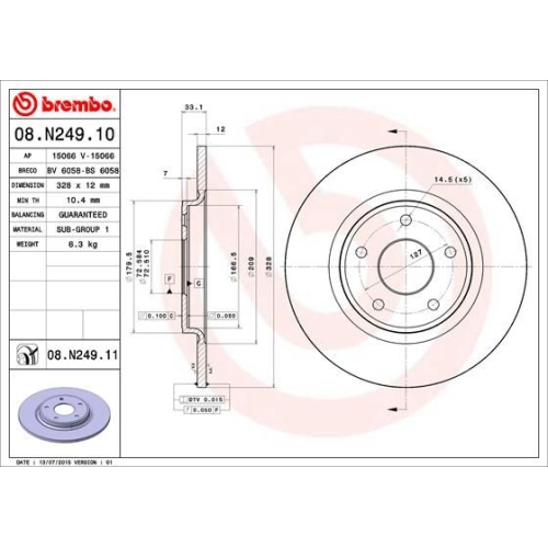 BREMBO Bremsscheibe PRIME LINE - UV Coated