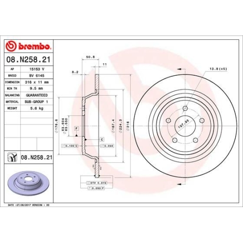 BREMBO Bremsscheibe PRIME LINE - UV Coated