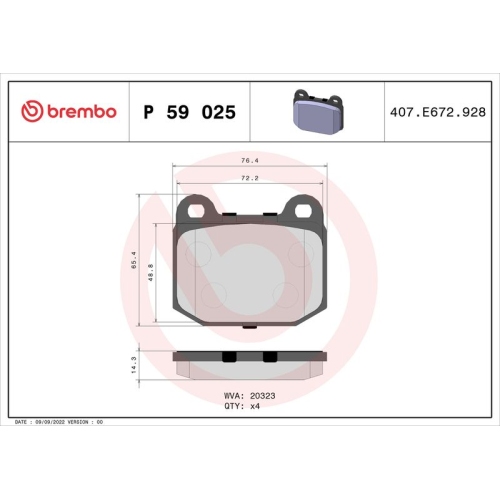 BREMBO Bremsbelagsatz, Scheibenbremse PRIME LINE