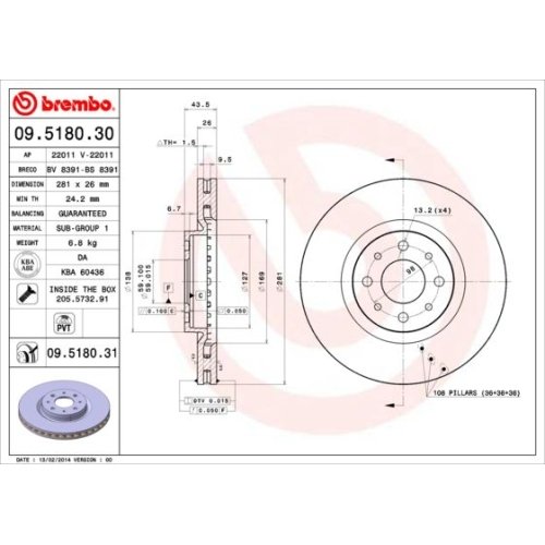 BREMBO Bremsscheibe PRIME LINE - UV Coated