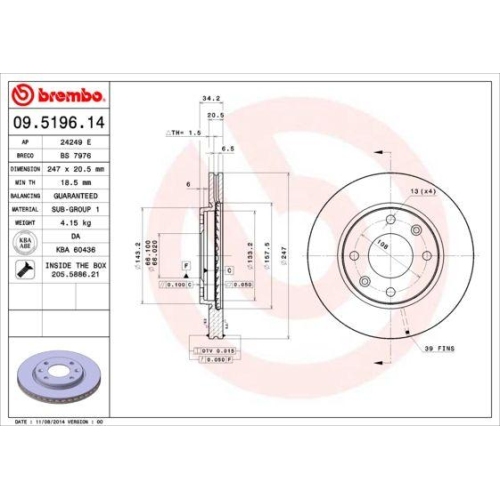 BREMBO Bremsscheibe PRIME LINE - UV Coated