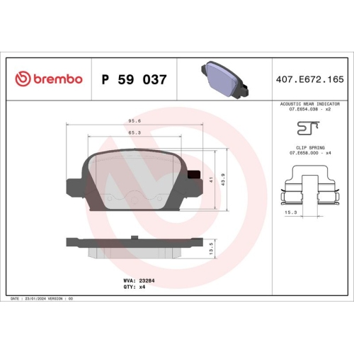 BREMBO Bremsbelagsatz, Scheibenbremse PRIME LINE