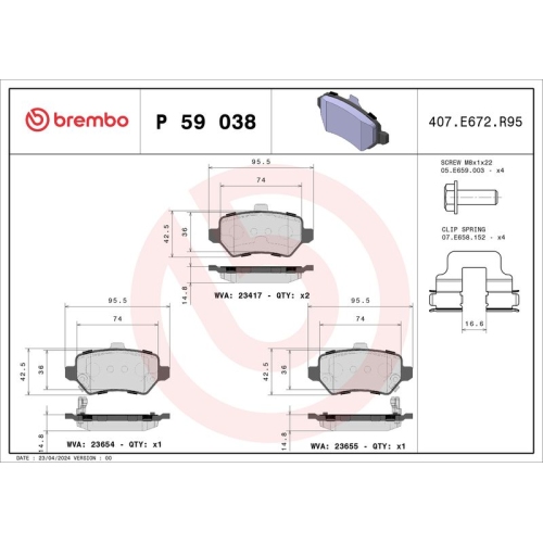 BREMBO Bremsbelagsatz, Scheibenbremse XTRA LINE